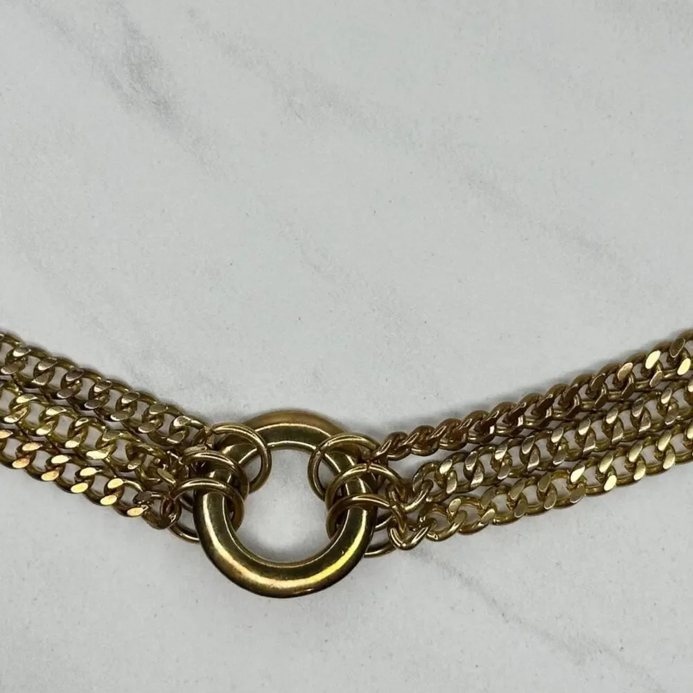 Rhinestone Heart Charm Toggle Gold Chain Belt Large (L/XL) Y2K Statement ✨